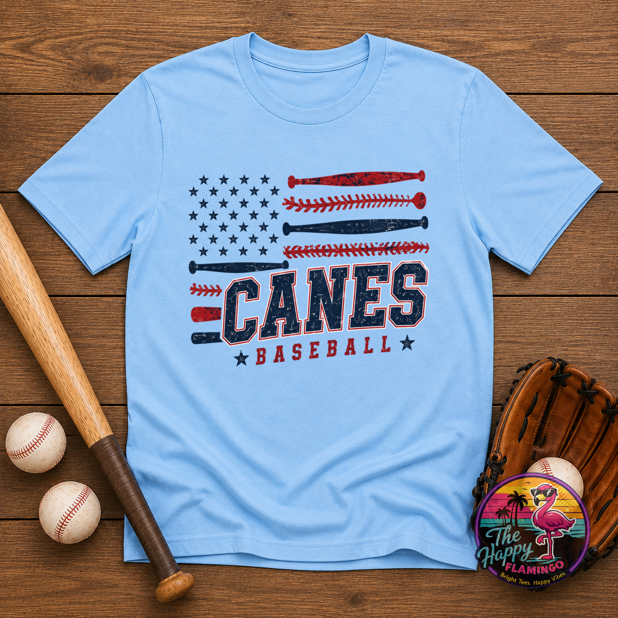 Bella + Canvas Navy Canes Flag Tee