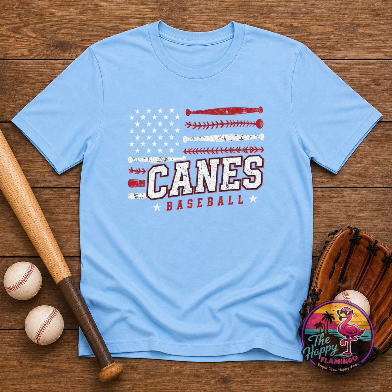 Gildan White Canes Flag Tee