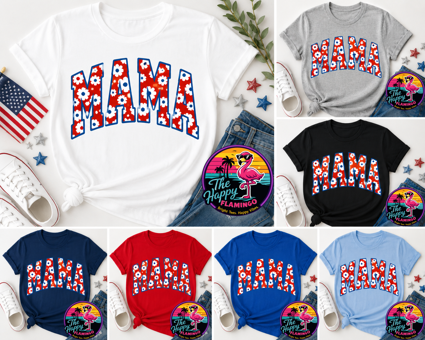 Bella + Canvas Floral Mama Patriotic Tee