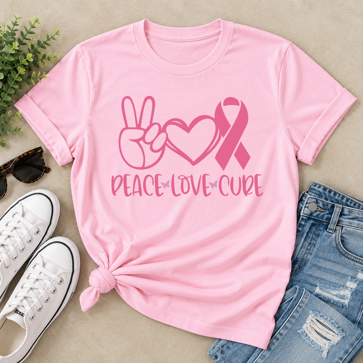 Breast Cancer Awareness Peace Love Cure