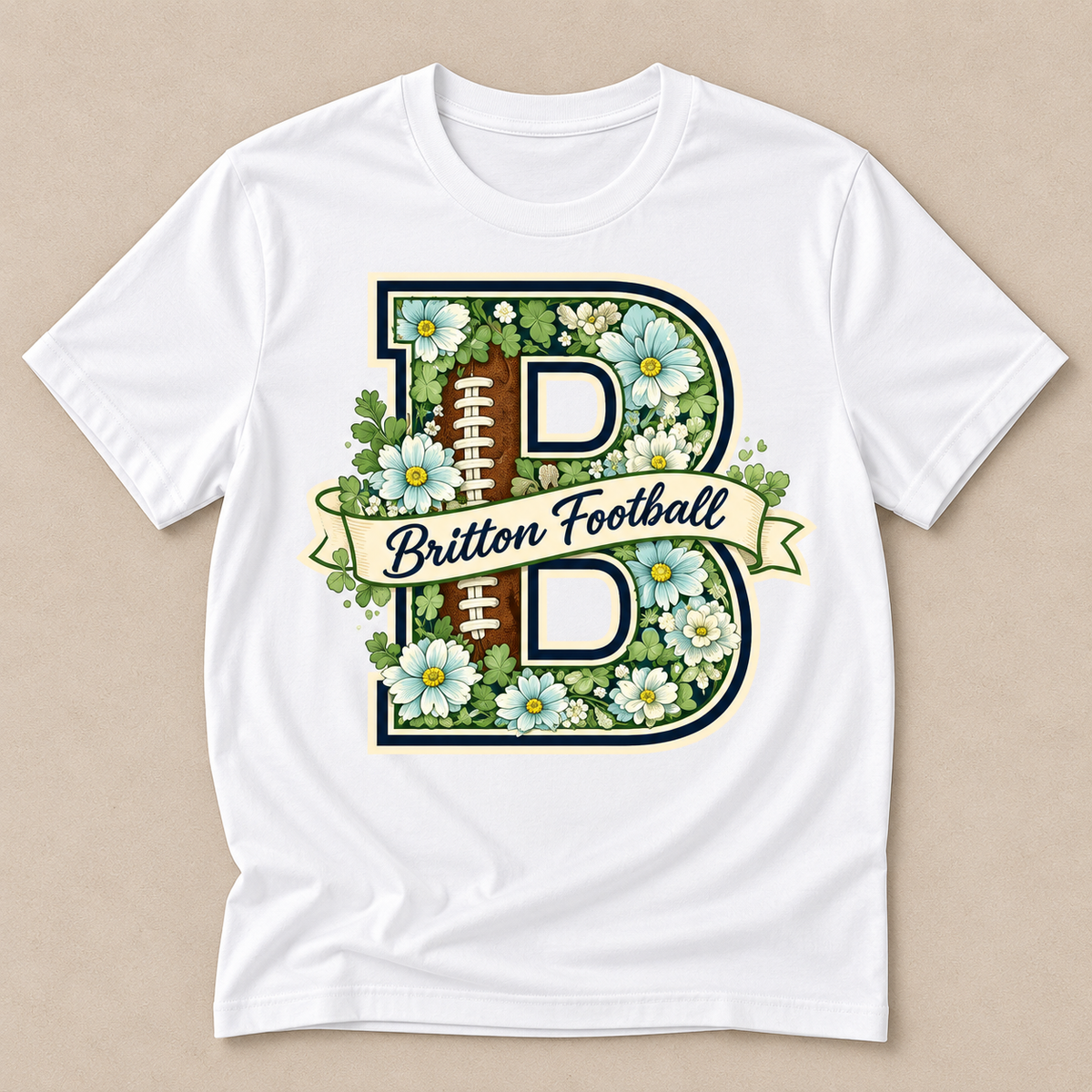 Britton Football Floral B Tee