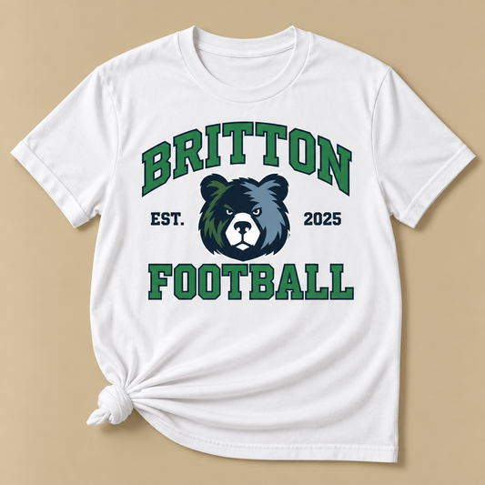 Outlined Britton Football Est. 2025 Tee