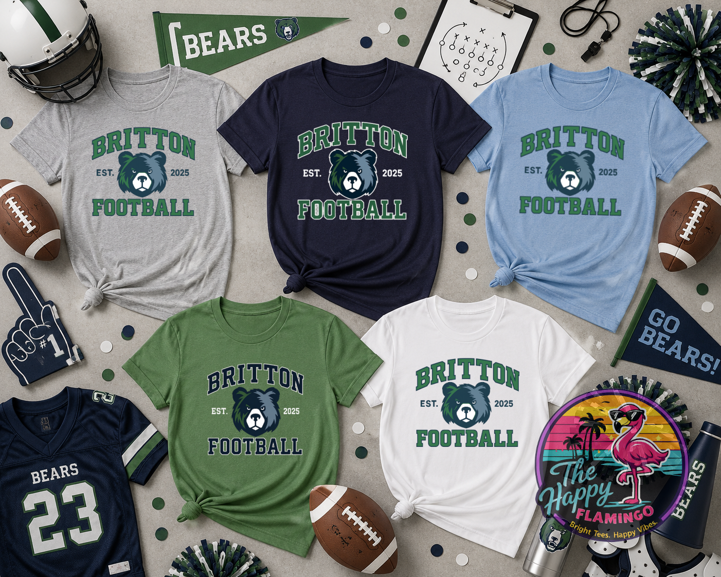 Bella + Canvas Outlined Britton Football Est. 2025 Tee
