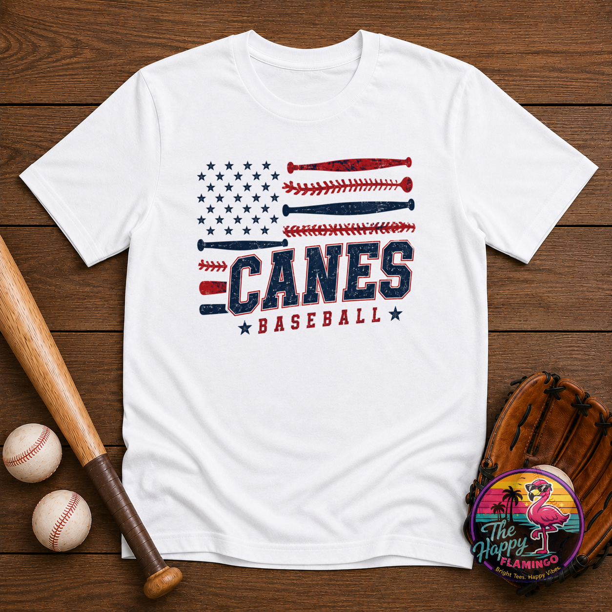 Gildan Navy Canes Flag Tee