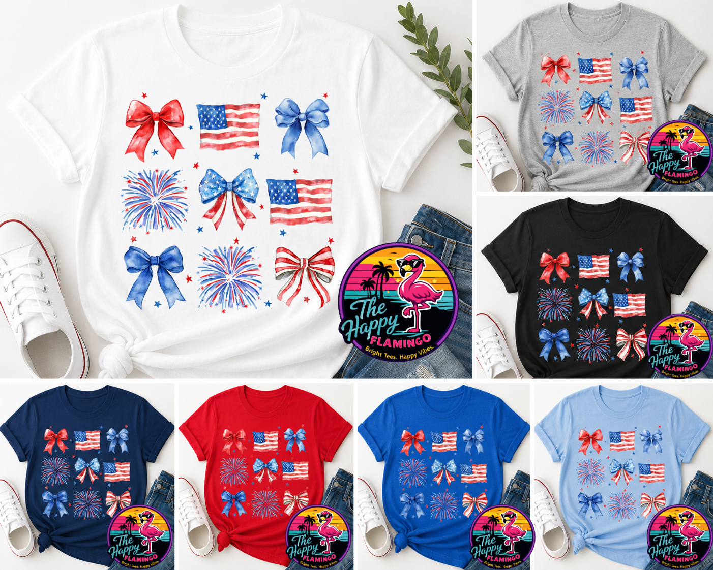 Bella + Canvas Flags and Firecrackers Patriotic Tee