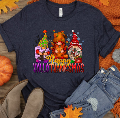 Gnome HalloThanksMas Fall Halloween Tee