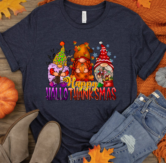 Gnome HalloThanksMas Fall Halloween Tee