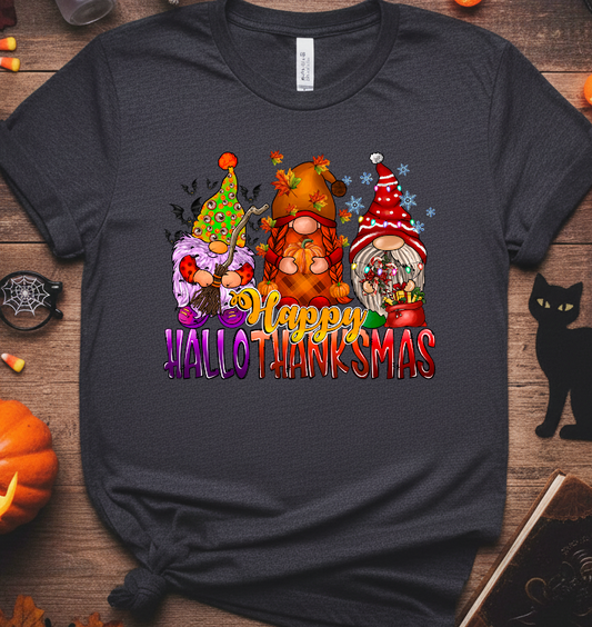 Gnome HalloThanksMas Fall Halloween Tee