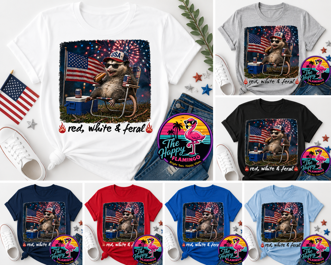 Bella + Canvas Opossum Patriotic Tee