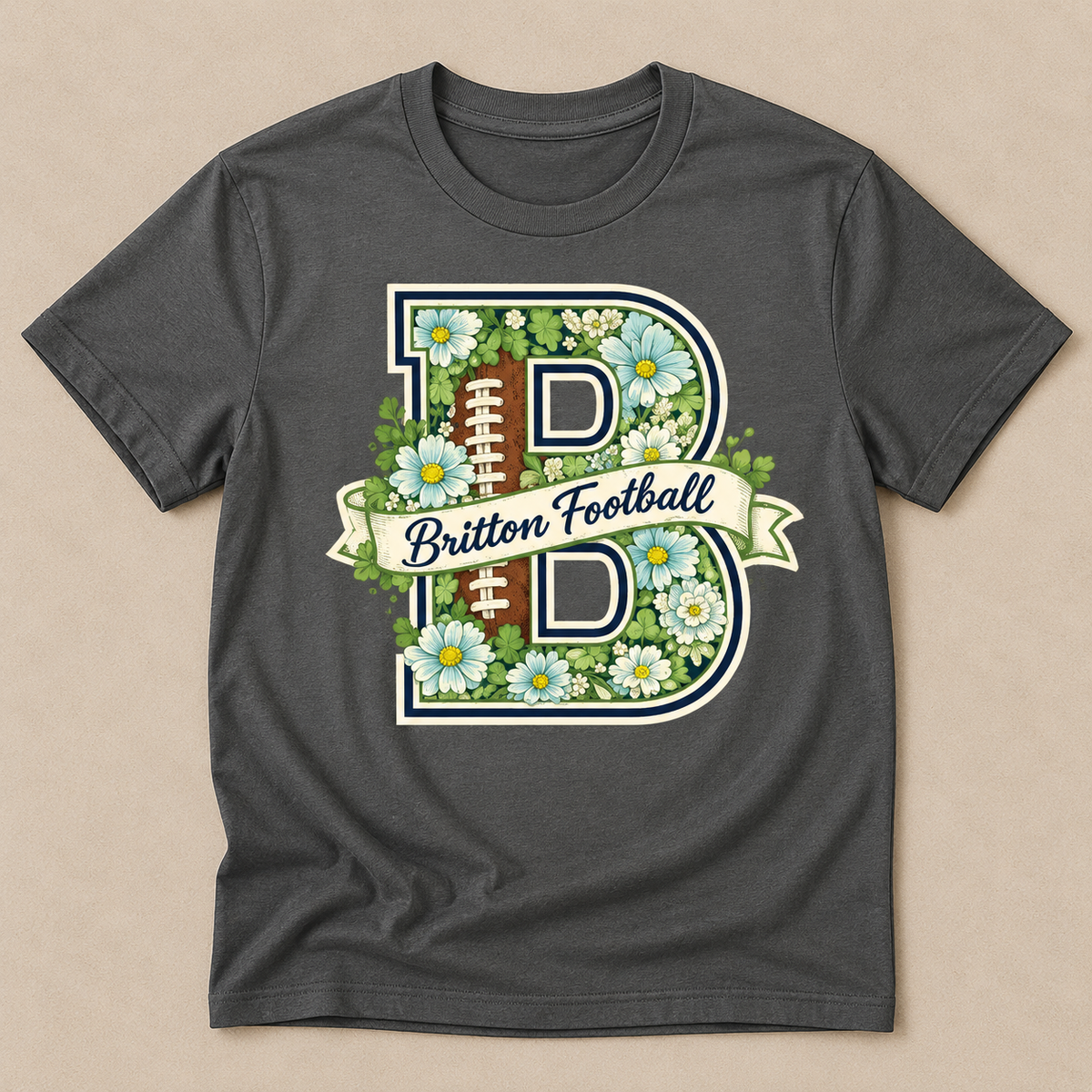 Britton Football Floral B Tee